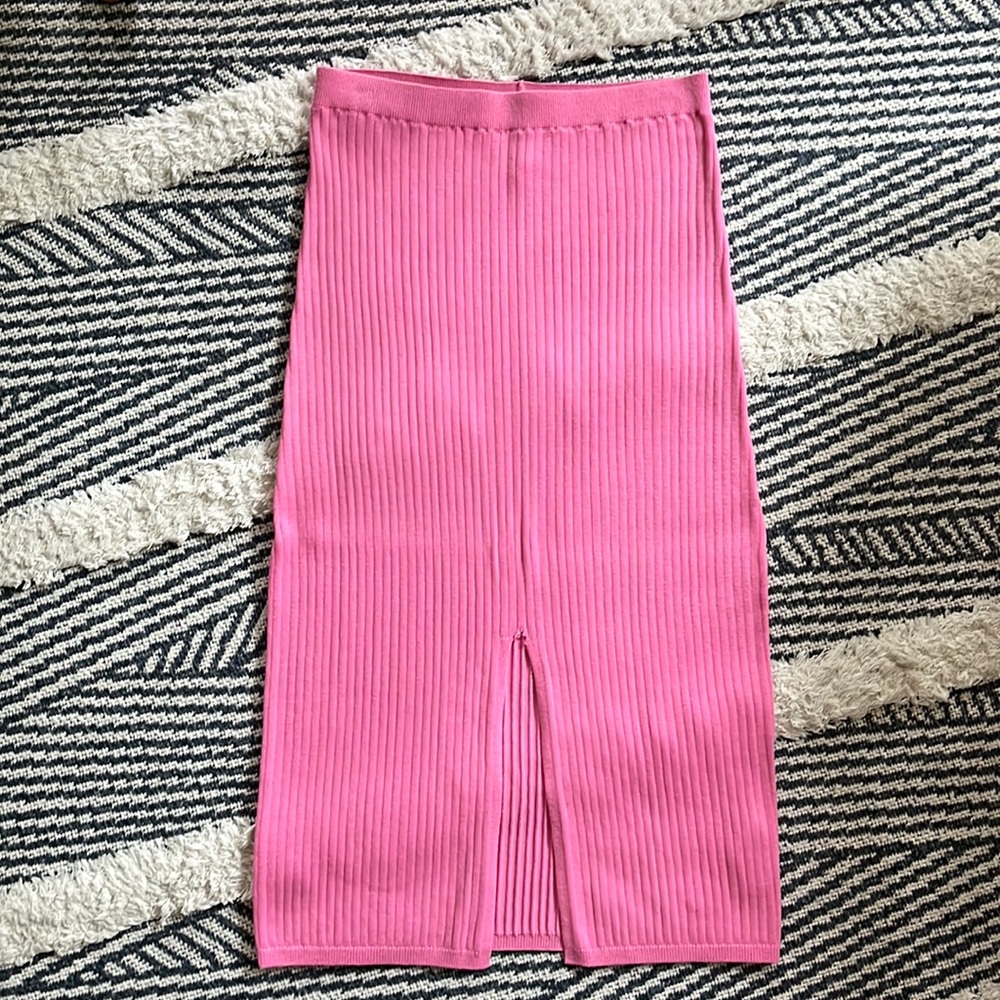 Hot pink Free People rib knit maxi skirt large